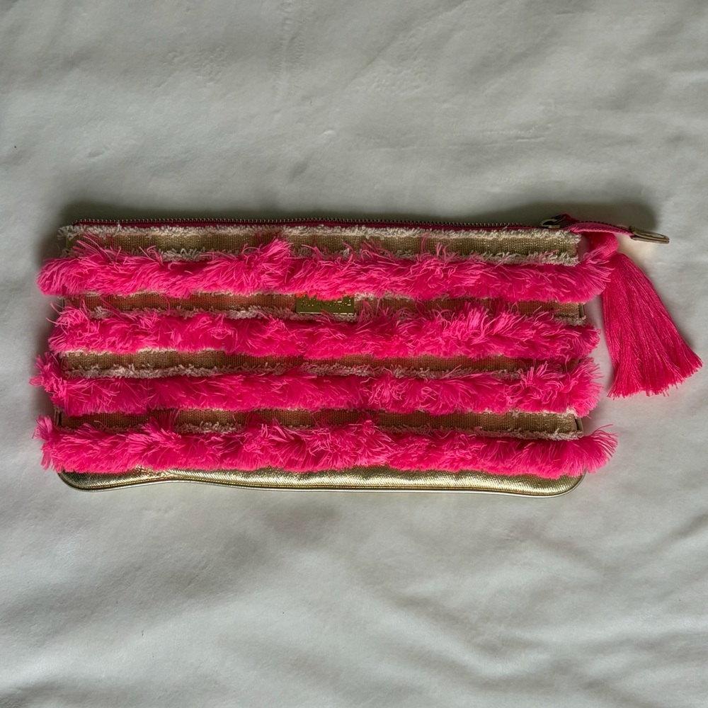 Stylish Lilly Pulitzer Pink and Gold Clutch